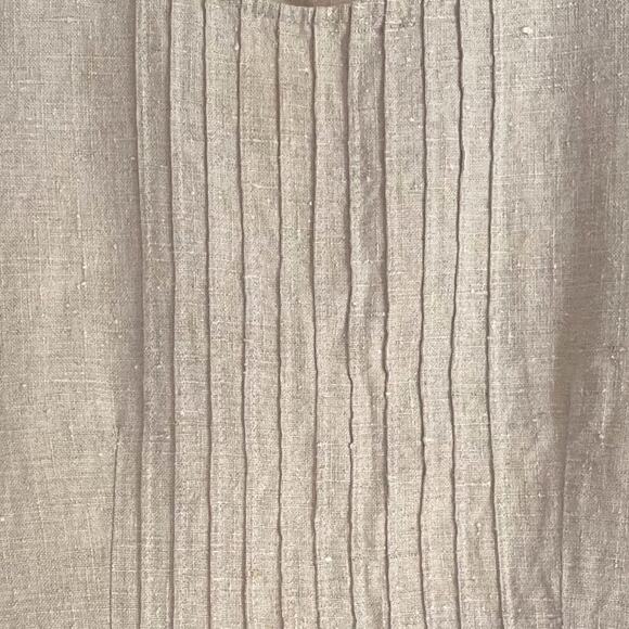 Vintage Colorblock Linen Short Sleeve Maxi Dress, Black, Tan, Size 12 - Picture 3 of 11